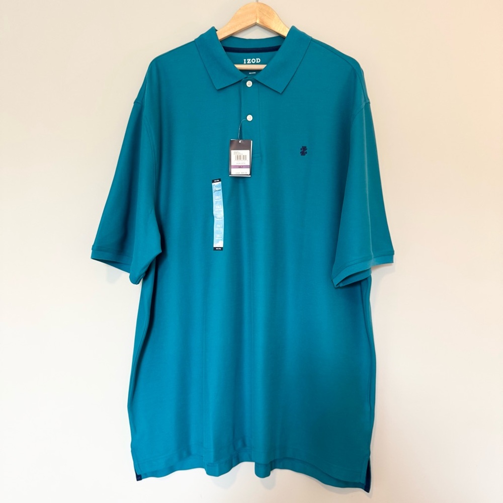 Izod Blue Polo Shirt 2XLT, Short Sleeve Classic Casual Style
